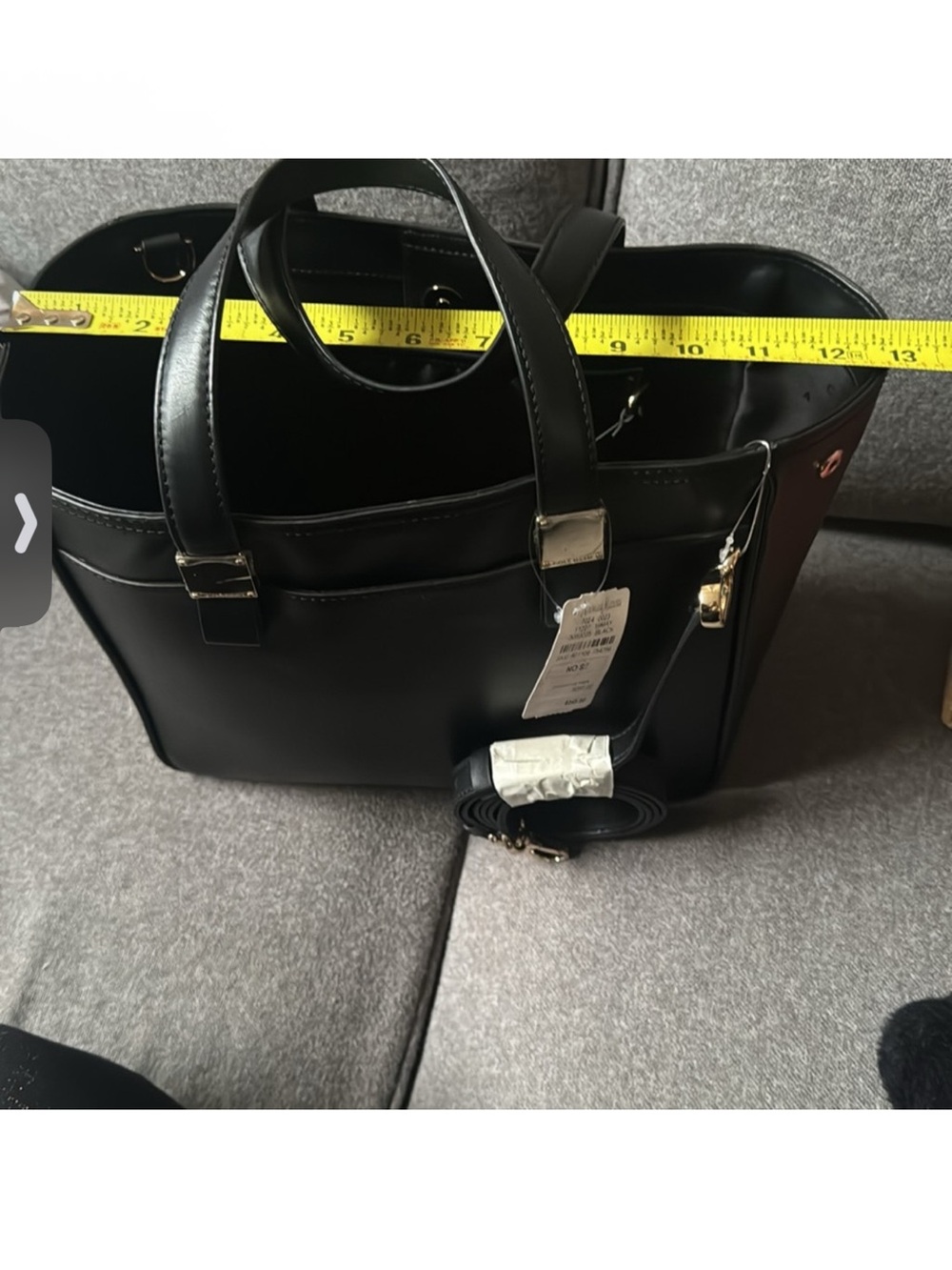 Cole Haan Black Leather Tote with Detachable Strap - Picture 6 of 8
